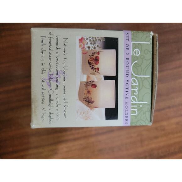 Le Jardin Set Of 2 Round Votive Candle Holders New Old Stock Floral - Picture 4 of 6